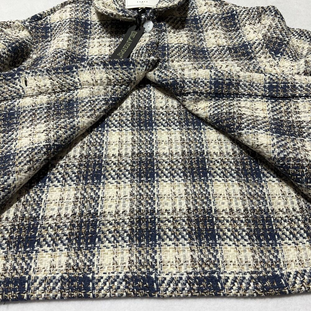 Blank NYC Once In A Lifetime Cropped Tweed Shacket Jacket Large Plaid Blue NWT - Picture 15 of 16